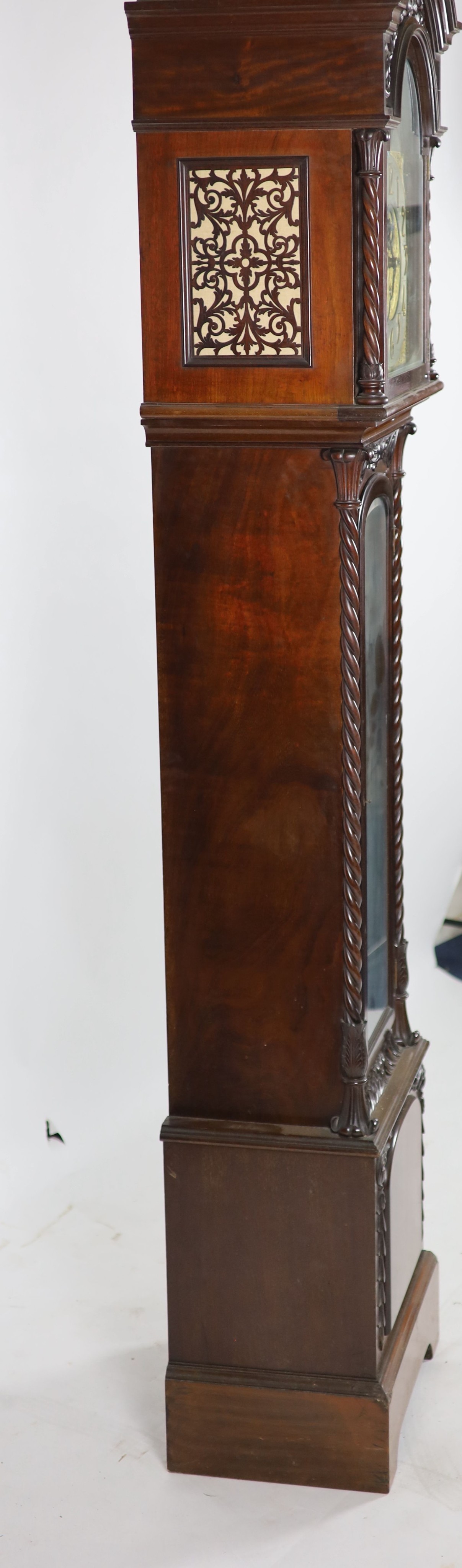 A late Victorian mahogany chiming longcase clock, H 248 W 56cm.